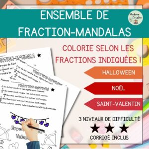 Ensemble - Fractions-Mandalas Noël Saint-Valentin Halloween