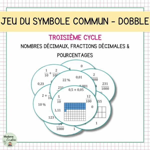Dobble / Spot it - Fractions décimaux pourcentages