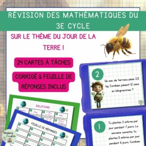 Maths : Cartes à tâche - Jour de la Terre 3e cycle