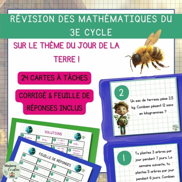 Maths : Cartes à tâche - Jour de la Terre 3e cycle
