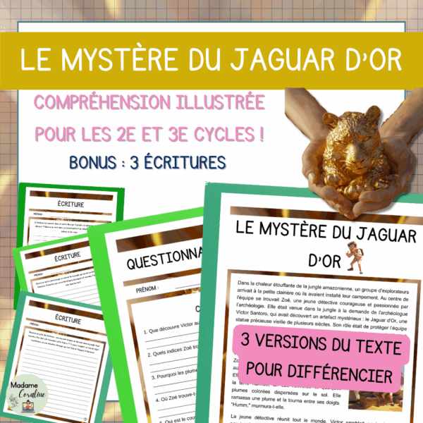 Compréhension de lecture - Mystère du Jaguar d'or - Récit policier