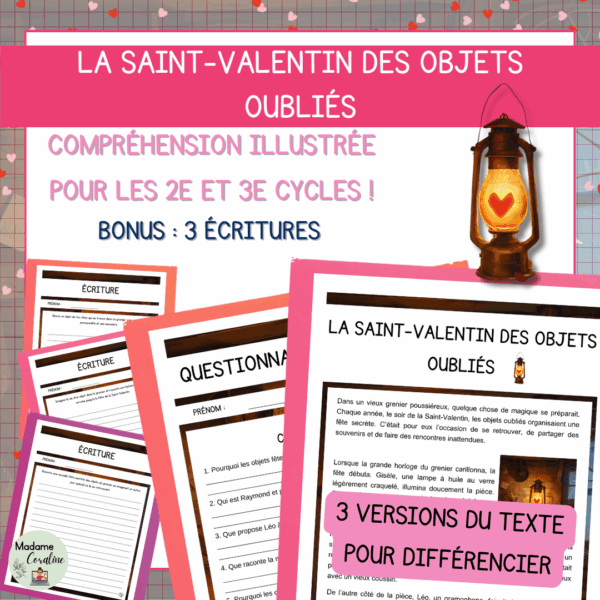 Compréhension de lecture, Écriture - La Saint-Valentin des objets oubliés