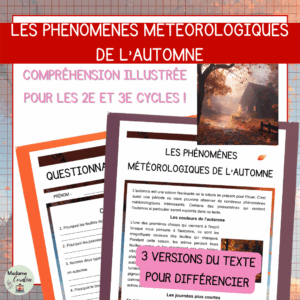 Compréhension de lecture - Les phénomènes météorologiques de l'automne