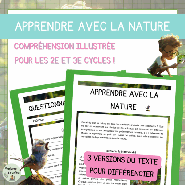 Compréhension de lecture - Classe dehors - Apprendre avec la nature
