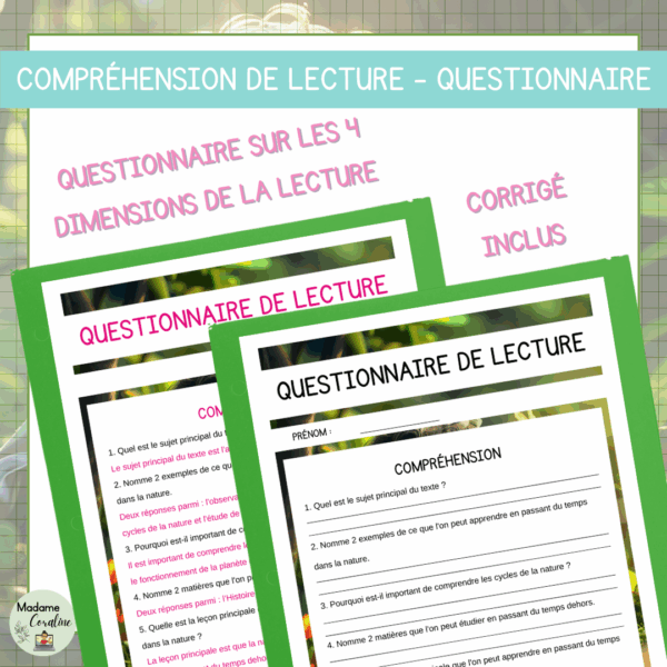 Compréhension de lecture - Classe dehors - Apprendre avec la nature – Image 3