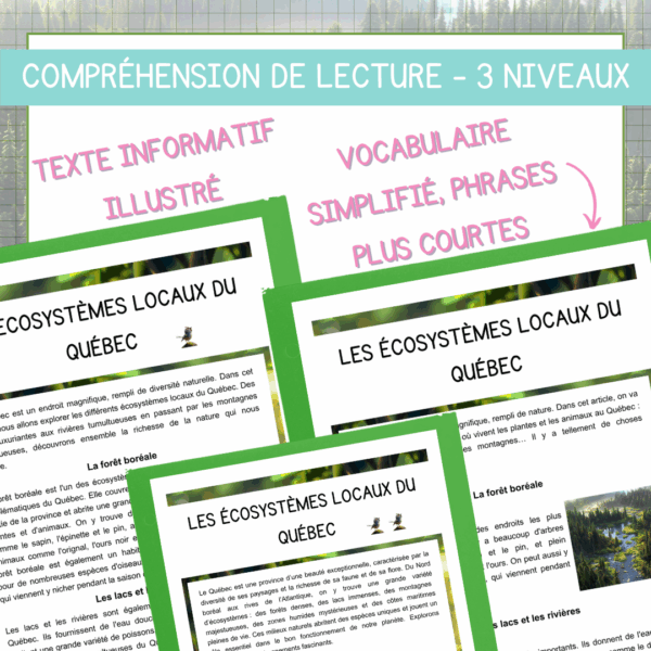 Compréhension de lecture - Classe dehors - Les écosystèmes locaux du Québec – Image 2