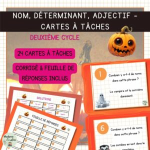Grammaire : Cartes à tâche - Halloween