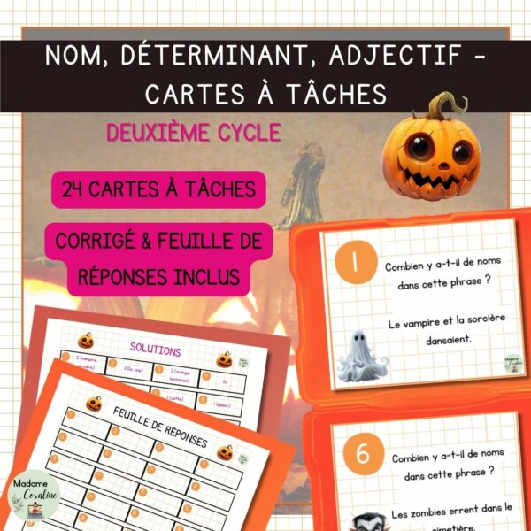 Grammaire : Cartes à tâche - Halloween