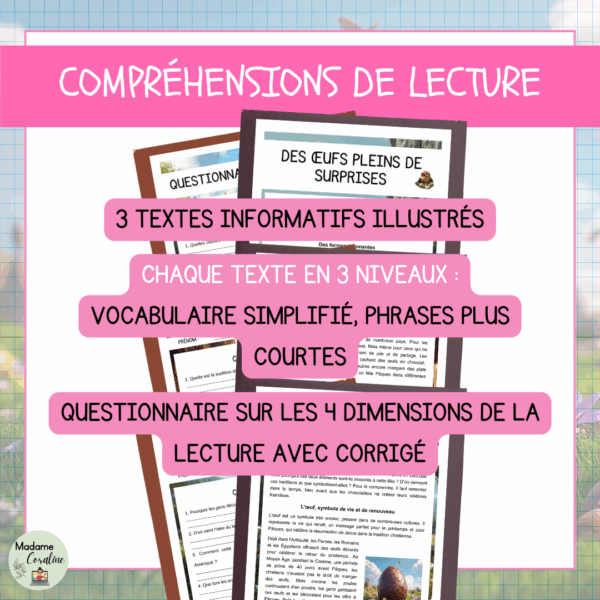 Ensemble - Compréhensions de lecture et coloriage - Pâques