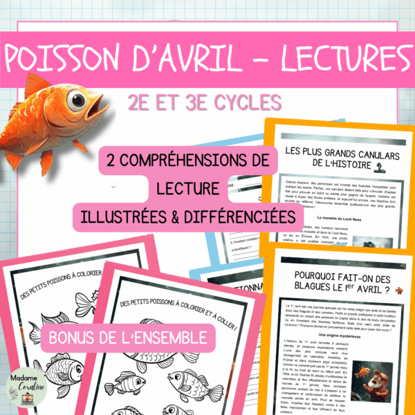 Ensemble - Compréhensions de lecture et coloriage - Poisson d'Avril