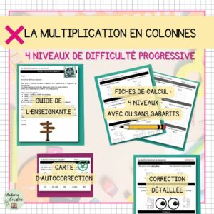 Multiplication en colonnes - Exercices 4 niveaux