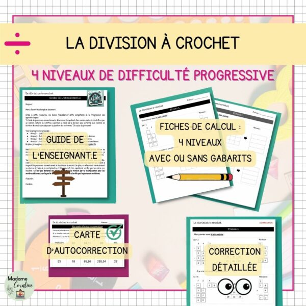 Division à crochet - Exercices 4 niveaux