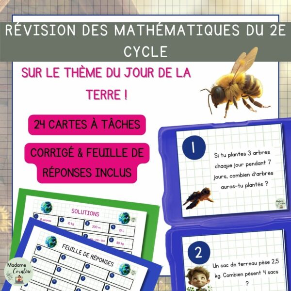 Maths : Cartes à tâche - Jour de la Terre 2e cycle