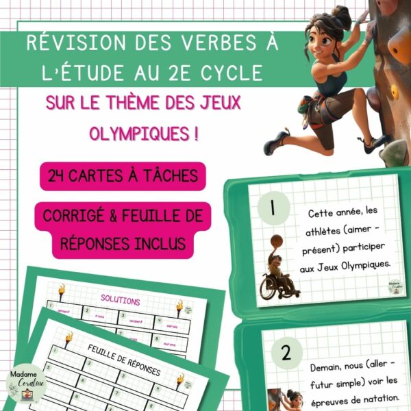 Conjugaison 2e cycle : Cartes à tâche - Jeux Olympiques