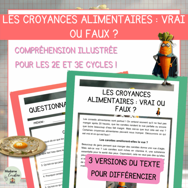 Compréhension de lecture - Les croyances alimentaires : Vrai ou Faux ?