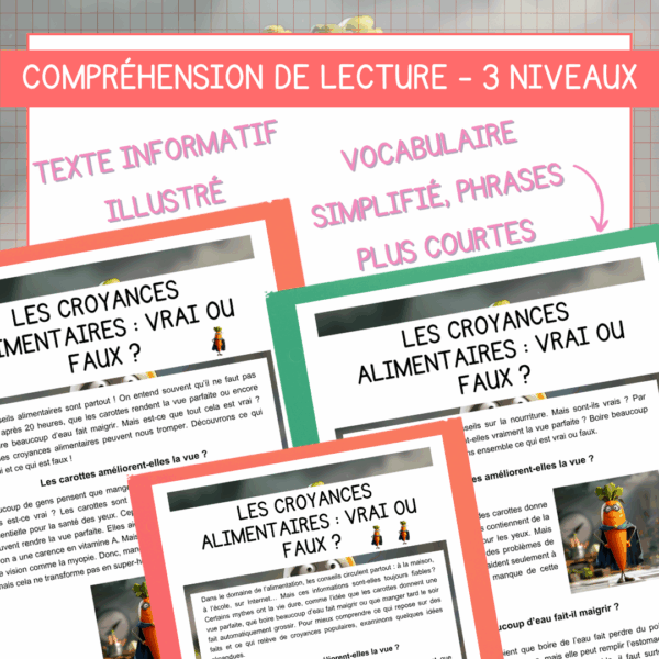 Compréhension de lecture - Les croyances alimentaires : Vrai ou Faux ? – Image 2
