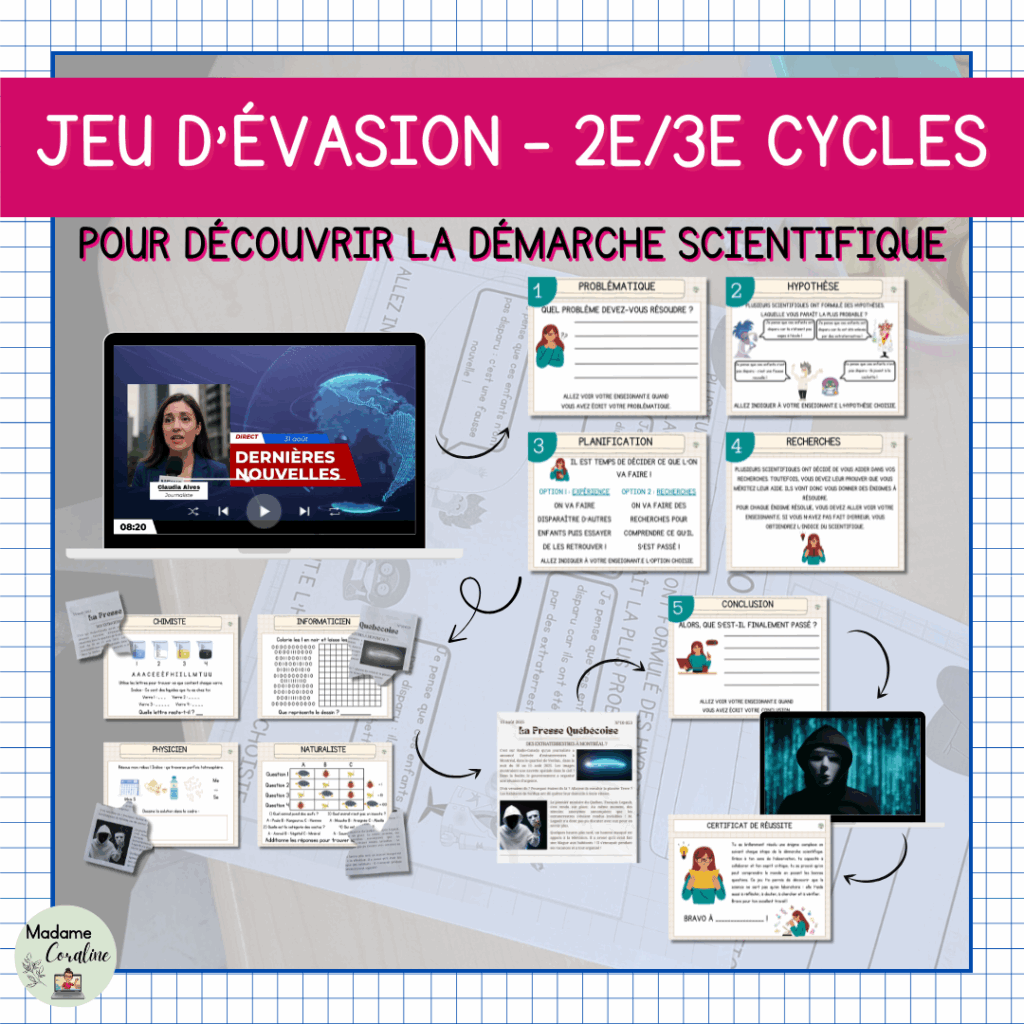 Jeu d'évasion pédagogique pour découvrir la démarche scientifique