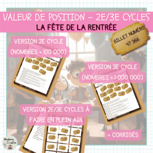 Jeu de numération rentrée valeur de position