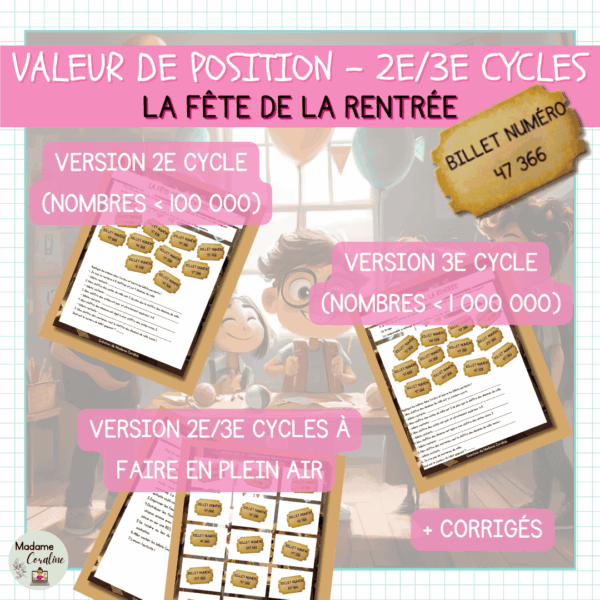 Jeu de numération rentrée valeur de position