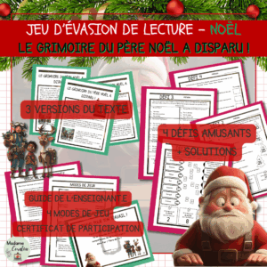 Jeu d’évasion de lecture – Noël – Texte narratif différencié (3 niveaux)
