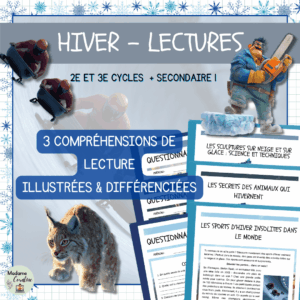 Ensemble de compréhensions de lectures sur l'hiver différenciées et illustrées