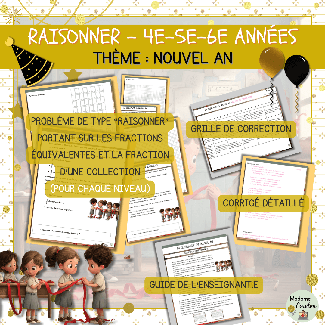 Raisonner du Nouvel An différencié sur les fractions équivalentes et la fraction d'une collection