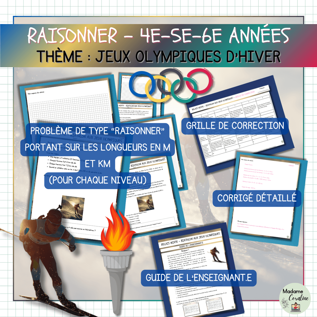 Raisonner sur les Jeux Olympiques d'hiver | 4e 5e 6e année | Mesures de longueurs | Avec corrigé et grilles