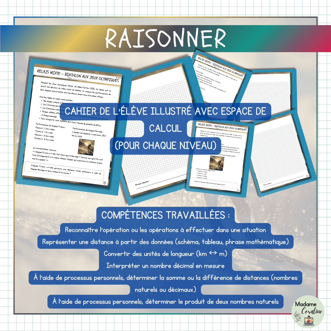 Raisonner sur les Jeux Olympiques d'hiver | 4e 5e 6e année | Mesures de longueurs | Avec corrigé et grilles – Image 2